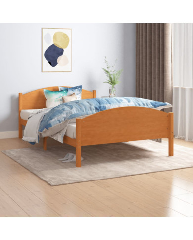 Cadre de lit sans matelas marron miel pin massif 120x200 cm | Mobilier & Déco