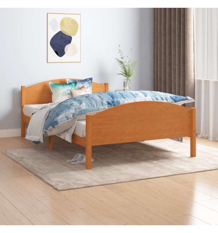 Cadre de lit sans matelas marron miel pin massif 120x200 cm | Mobilier & Déco