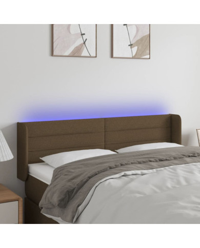 Tête de lit à LED Marron foncé 147x16x78/88 cm Tissu | Mobilier & Déco