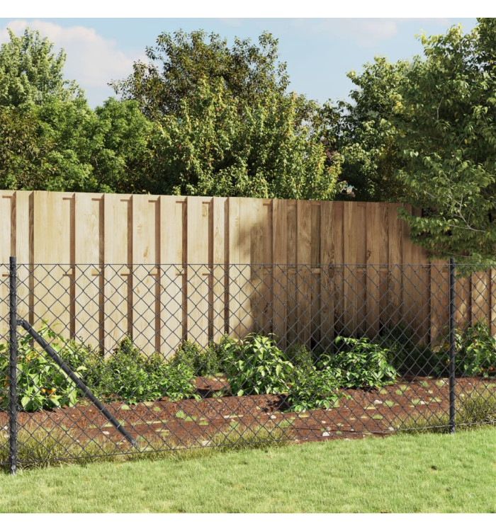 Clôture à mailles losangées avec ancrage anthracite 1x25 m | Mobilier & Déco