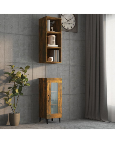Armoire murale chêne fumé 34,5x32,5x90 cm bois d'ingénierie | Mobilier & Déco