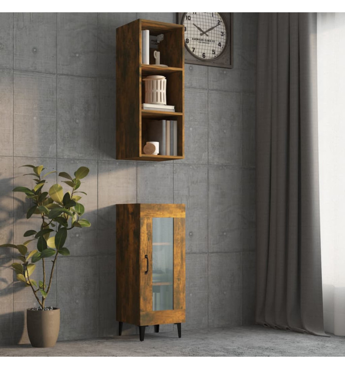 Armoire murale chêne fumé 34,5x32,5x90 cm bois d'ingénierie | Mobilier & Déco