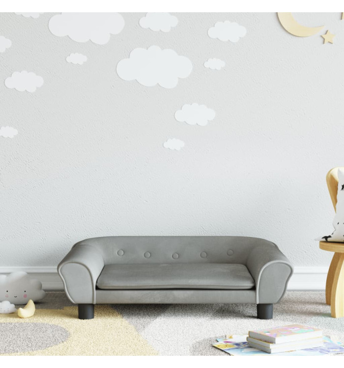 Canapé pour enfants gris clair 70x45x26 cm velours | Mobilier & Déco