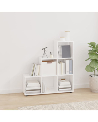 Bibliothèque escalier Blanc brillant 107 cm Bois d'ingénierie | Mobilier & Déco