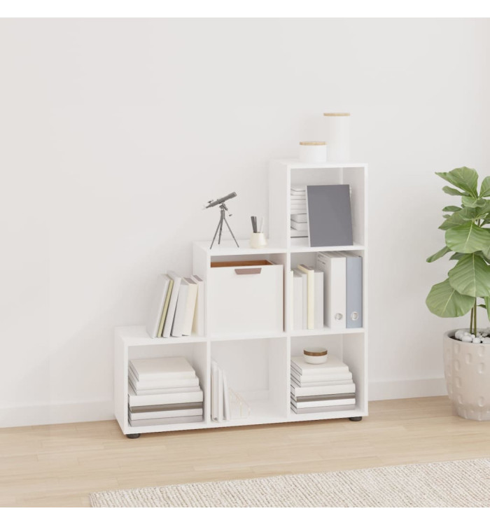 Bibliothèque escalier Blanc brillant 107 cm Bois d'ingénierie | Mobilier & Déco