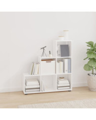 Bibliothèque escalier Blanc brillant 107 cm Bois d'ingénierie | Mobilier & Déco
