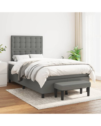 Sommier à lattes de lit avec matelas Gris foncé 120x200cm Tissu | Mobilier & Déco