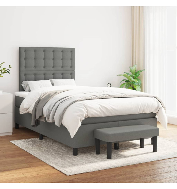 Sommier à lattes de lit avec matelas Gris foncé 120x200cm Tissu | Mobilier & Déco