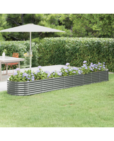Lit surélevé de jardin Acier enduit de poudre 368x80x36 cm gris | Mobilier & Déco