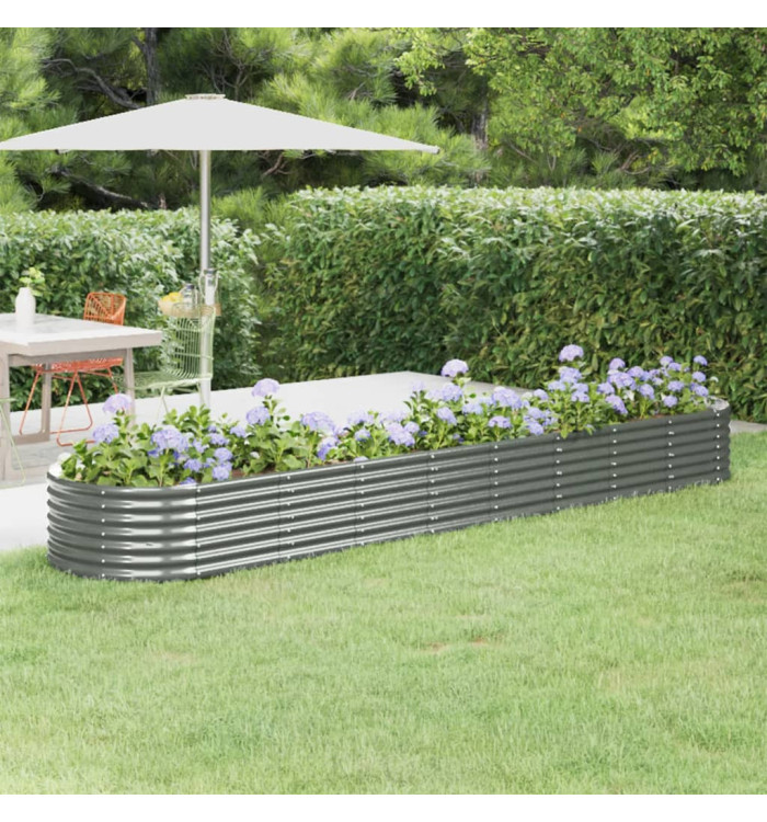 Lit surélevé de jardin Acier enduit de poudre 368x80x36 cm gris | Mobilier & Déco