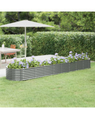 Lit surélevé de jardin Acier enduit de poudre 368x80x36 cm gris | Mobilier & Déco