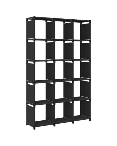 Étagère d'affichage 15 cubes Noir 103x30x175,5 cm Tissu | Mobilier & Déco