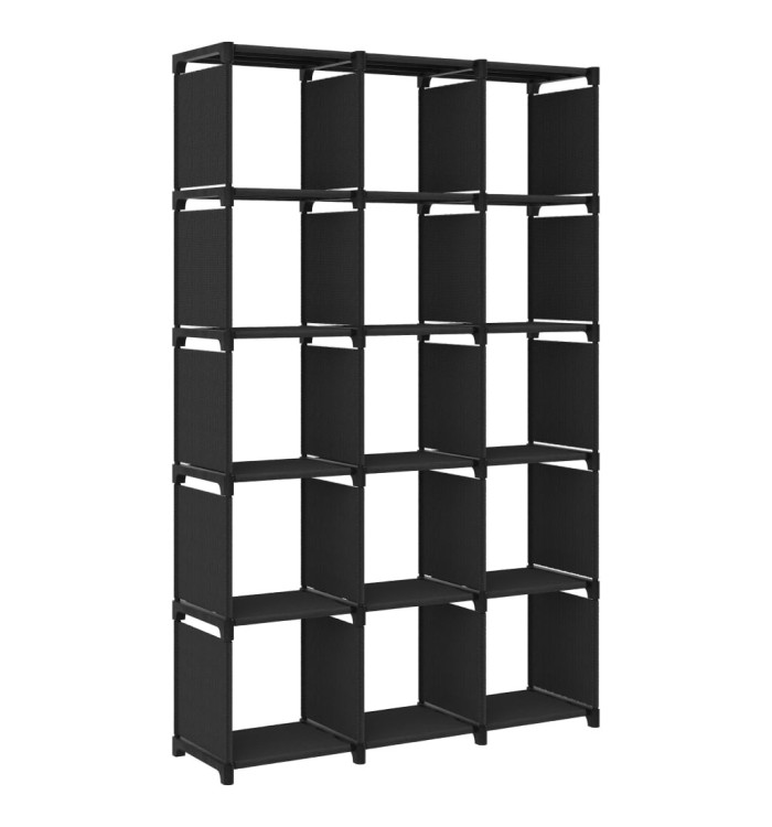 Étagère d'affichage 15 cubes Noir 103x30x175,5 cm Tissu | Mobilier & Déco