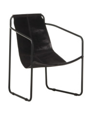 Fauteuil de relaxation noir cuir véritable | Mobilier & Déco