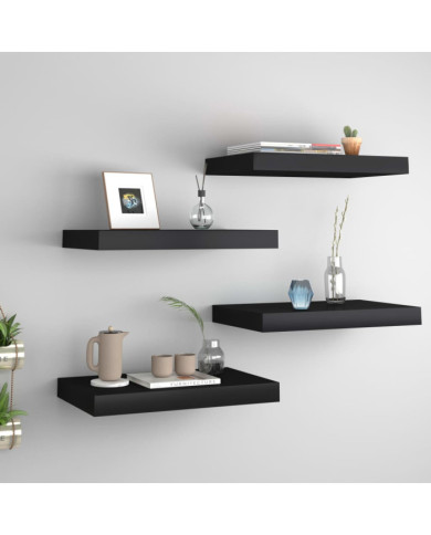 Étagères murales flottantes 4 pcs noir 40x23x3,8 cm MDF | Mobilier & Déco