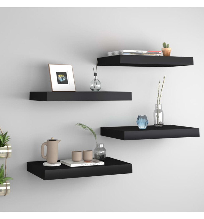 Étagères murales flottantes 4 pcs noir 40x23x3,8 cm MDF | Mobilier & Déco