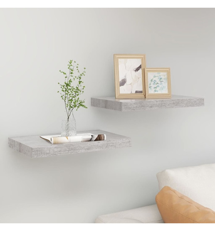 Étagères murales flottantes 2 pcs gris béton 40x23x3,8 cm MDF | Mobilier & Déco