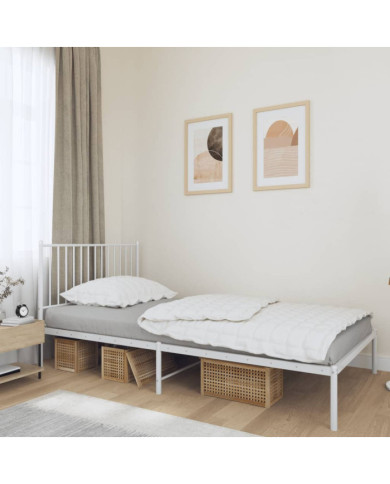 Cadre de lit métal sans matelas et tête de lit blanc 107x203 cm | Mobilier & Déco