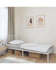 Cadre de lit métal sans matelas et tête de lit blanc 107x203 cm | Mobilier & Déco