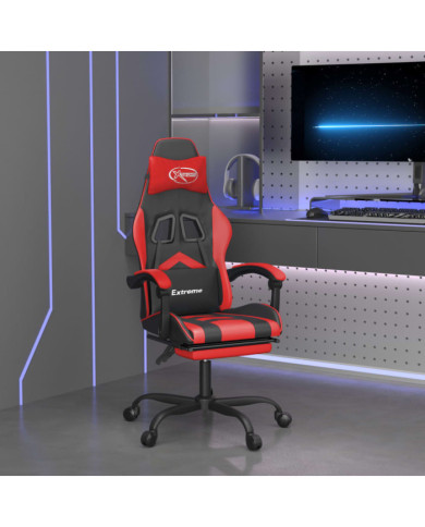 Chaise de jeu avec repose-pied Noir et rouge Similicuir | Mobilier & Déco
