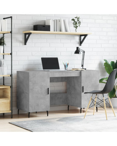 Bureau gris béton 140x50x75 cm bois d'ingénierie | Mobilier & Déco