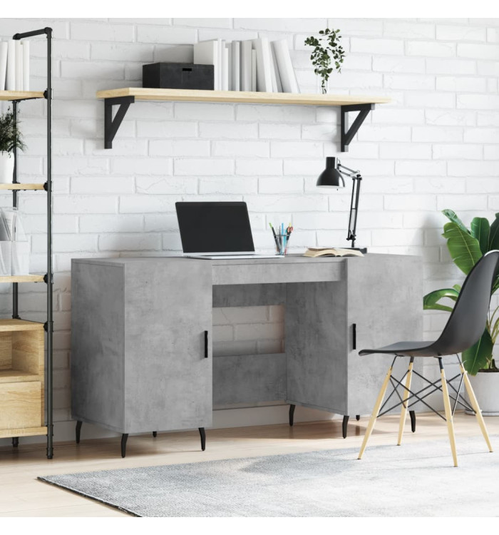 Bureau gris béton 140x50x75 cm bois d'ingénierie | Mobilier & Déco