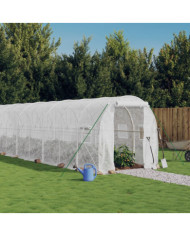 Serre avec cadre en acier blanc 48 m² 24x2x2 m | Mobilier & Déco