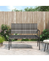 Banc de jardin à 2 places avec coussin gris résine tressée | Mobilier & Déco