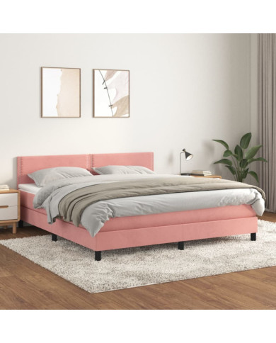 Sommier à lattes de lit avec matelas Rose 160x200 cm Velours | Mobilier & Déco