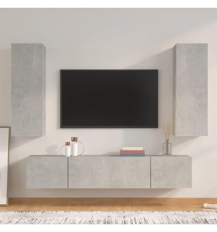 Ensemble de meubles TV 4 pcs Gris béton Bois d'ingénierie | Mobilier & Déco