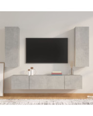 Ensemble de meubles TV 4 pcs Gris béton Bois d'ingénierie | Mobilier & Déco