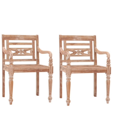 Chaises Batavia lot de 2 Blanchies Bois de teck solide | Mobilier & Déco
