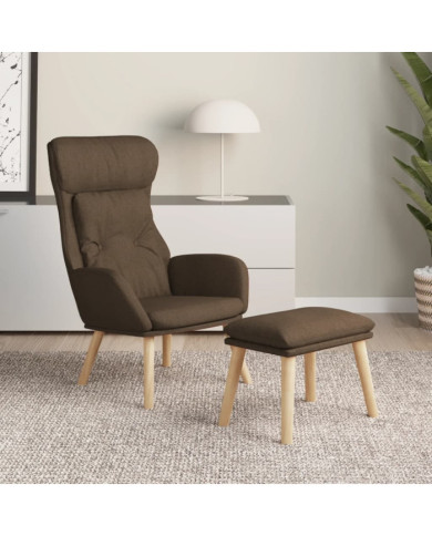 Chaise de relaxation avec repose-pied Marron Tissu | Mobilier & Déco