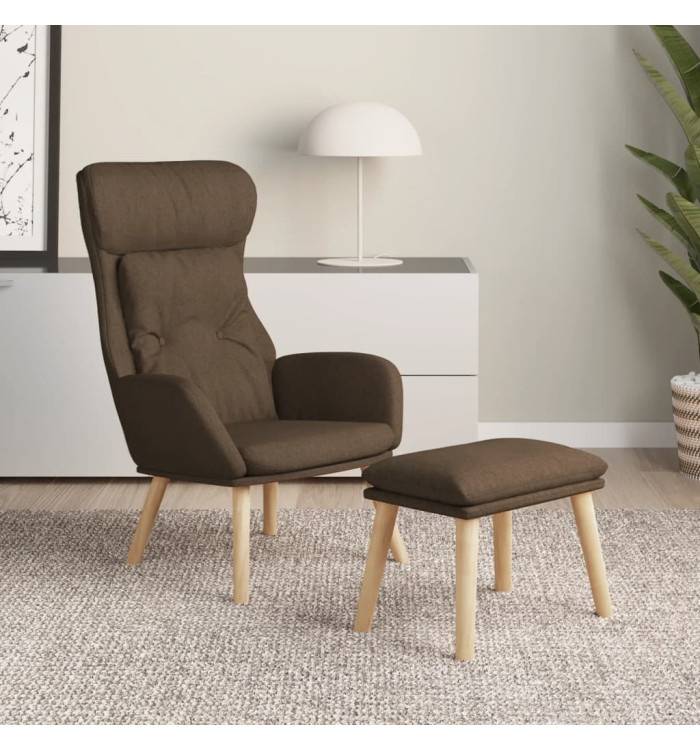 Chaise de relaxation avec repose-pied Marron Tissu | Mobilier & Déco