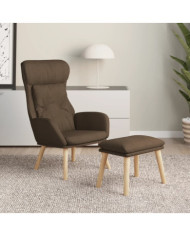 Chaise de relaxation avec repose-pied Marron Tissu | Mobilier & Déco