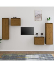Meubles TV 4 pcs Marron miel Bois massif de pin | Mobilier & Déco