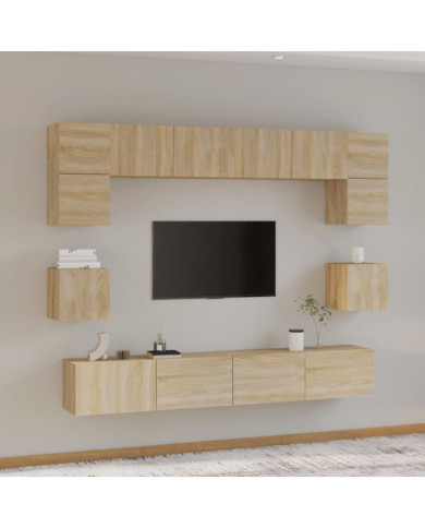 Ensemble de meubles TV 8 pcs Chêne sonoma Bois d'ingénierie | Mobilier & Déco