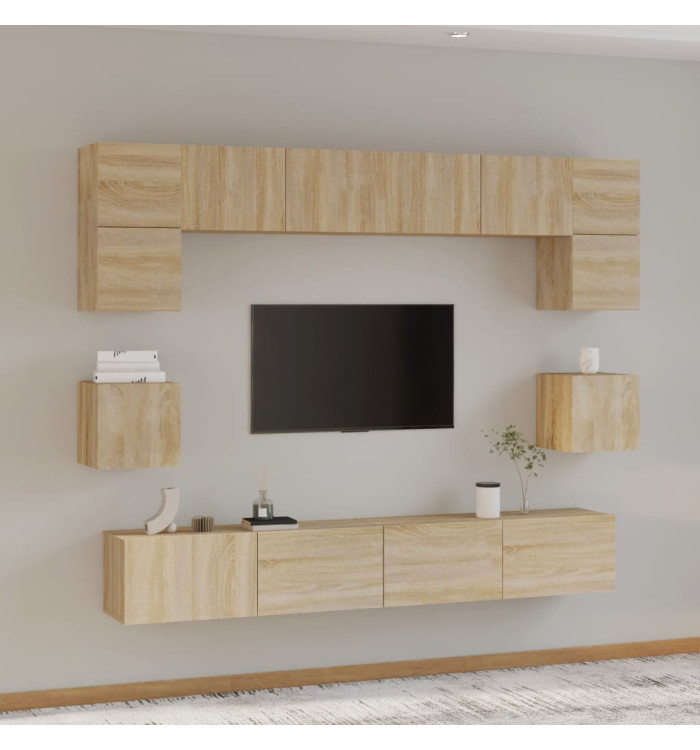Ensemble de meubles TV 8 pcs Chêne sonoma Bois d'ingénierie | Mobilier & Déco