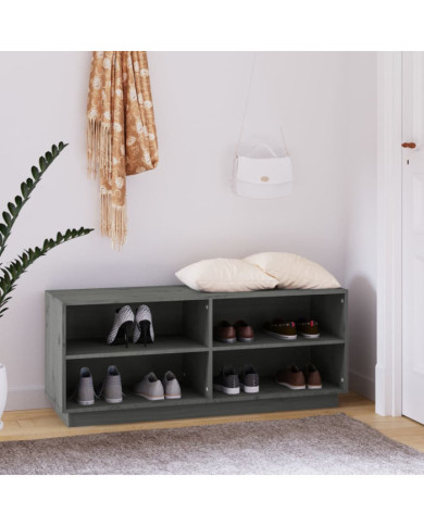 Armoire à chaussures Gris 110x34x45 cm Bois de pin massif | Mobilier & Déco