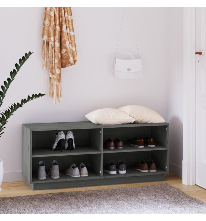 Armoire à chaussures Gris 110x34x45 cm Bois de pin massif | Mobilier & Déco