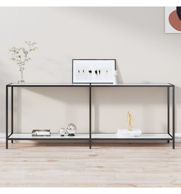 Table console Blanc 200x35x75,5 cm Verre trempé | Mobilier & Déco