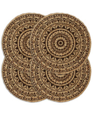 Napperons 4 pcs Marron foncé 38 cm Rond Jute | Mobilier & Déco