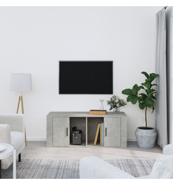 Meuble TV Gris béton 100x35x40 cm Bois d'ingénierie | Mobilier & Déco