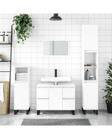Armoire de salle de bain blanc brillant 80x33x60 cm | Mobilier & Déco