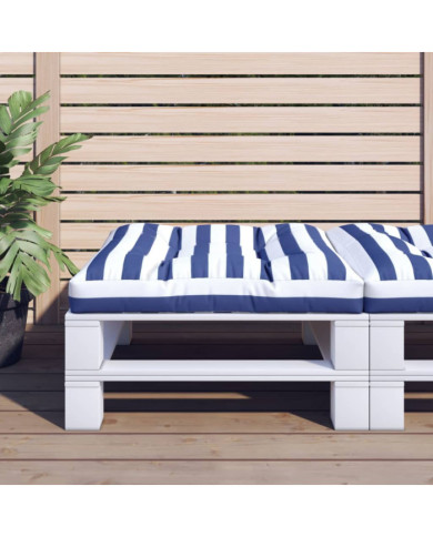 Coussin de palette rayures bleues et blanches 80x80x12 cm tissu | Mobilier & Déco