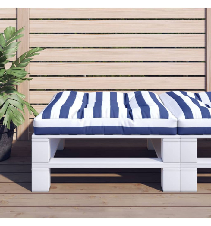 Coussin de palette rayures bleues et blanches 80x80x12 cm tissu | Mobilier & Déco