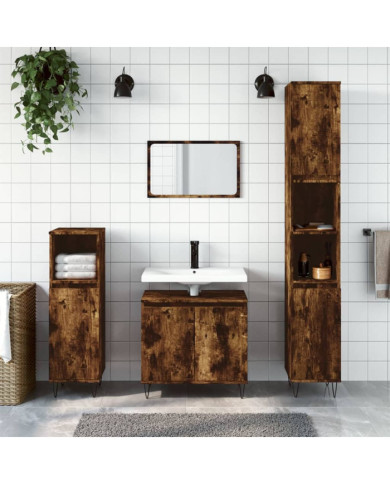 Ensemble de meubles de salle de bain 3 pcs Chêne fumé | Mobilier & Déco