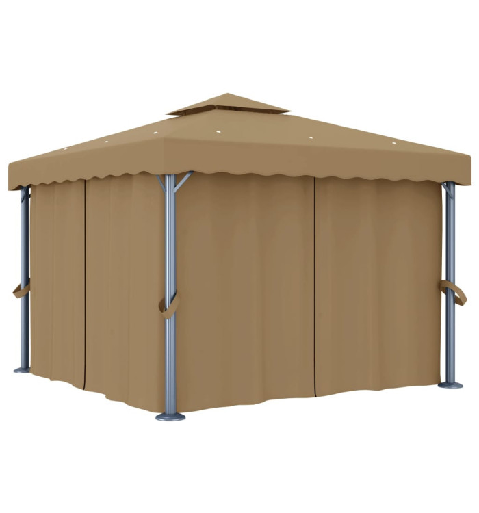 Tonnelle avec rideau 3x3 m Taupe Aluminium | Mobilier & Déco