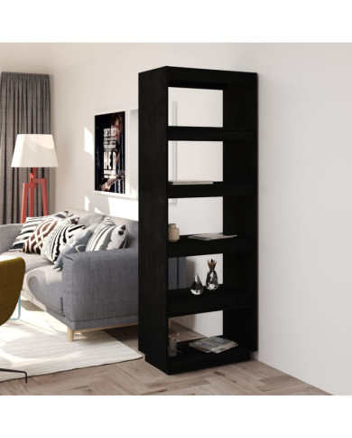 Bibliothèque/Séparateur de pièce Noir 60x35x167 cm Pin massif | Mobilier & Déco