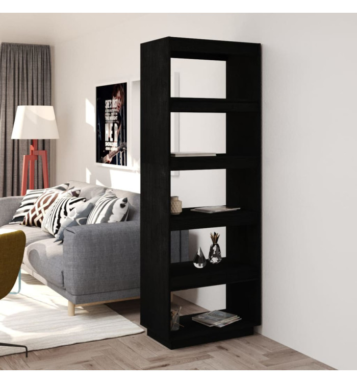 Bibliothèque/Séparateur de pièce Noir 60x35x167 cm Pin massif | Mobilier & Déco